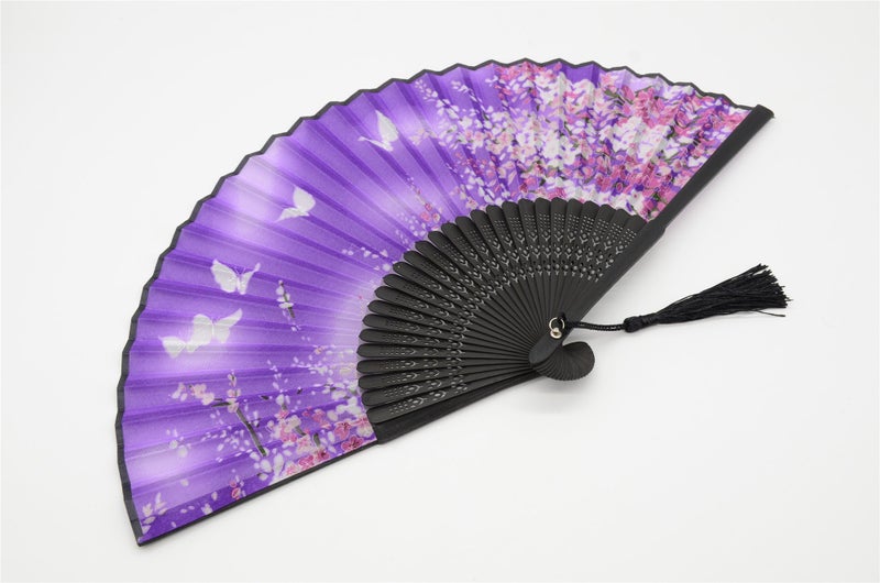 OMyTeaÂ® Women Hand Held Silk Folding Fans with Bamboo Frame - with a Fabric Sleeve for Protection for Gifts - Sakura Cherry Blossom Pattern (WZS-38) - Image 2